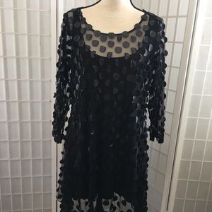 Staples black sheer appliqué dots slip dress sz XL